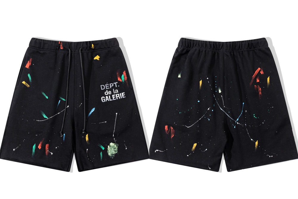 Gallery Dept. Paint Splatter French Terry Shorts - Black