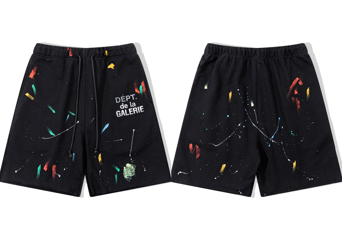 Gallery Dept. Paint Splatter French Terry Shorts - Black