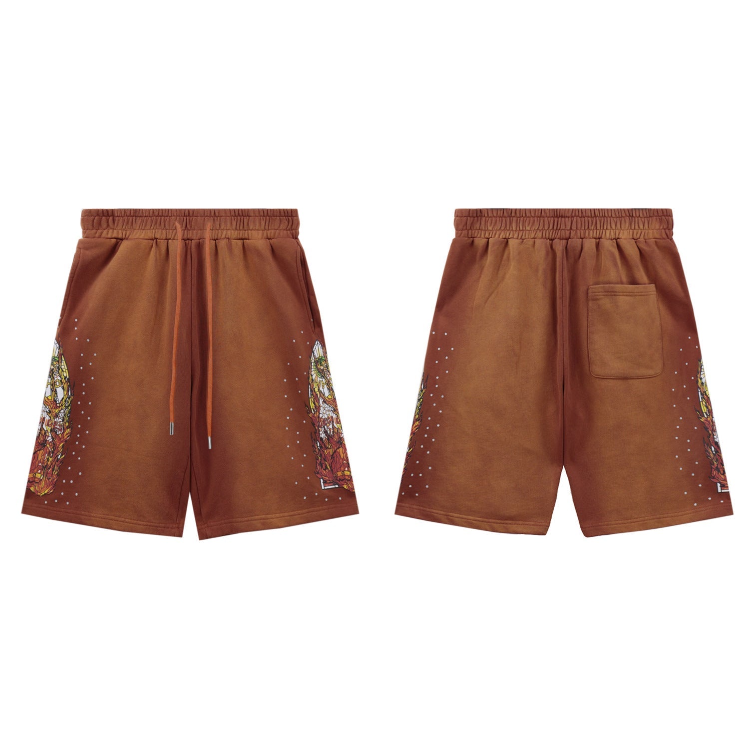 Who Decides War Flame Stained Glass Shorts - Brown/Copper Wash