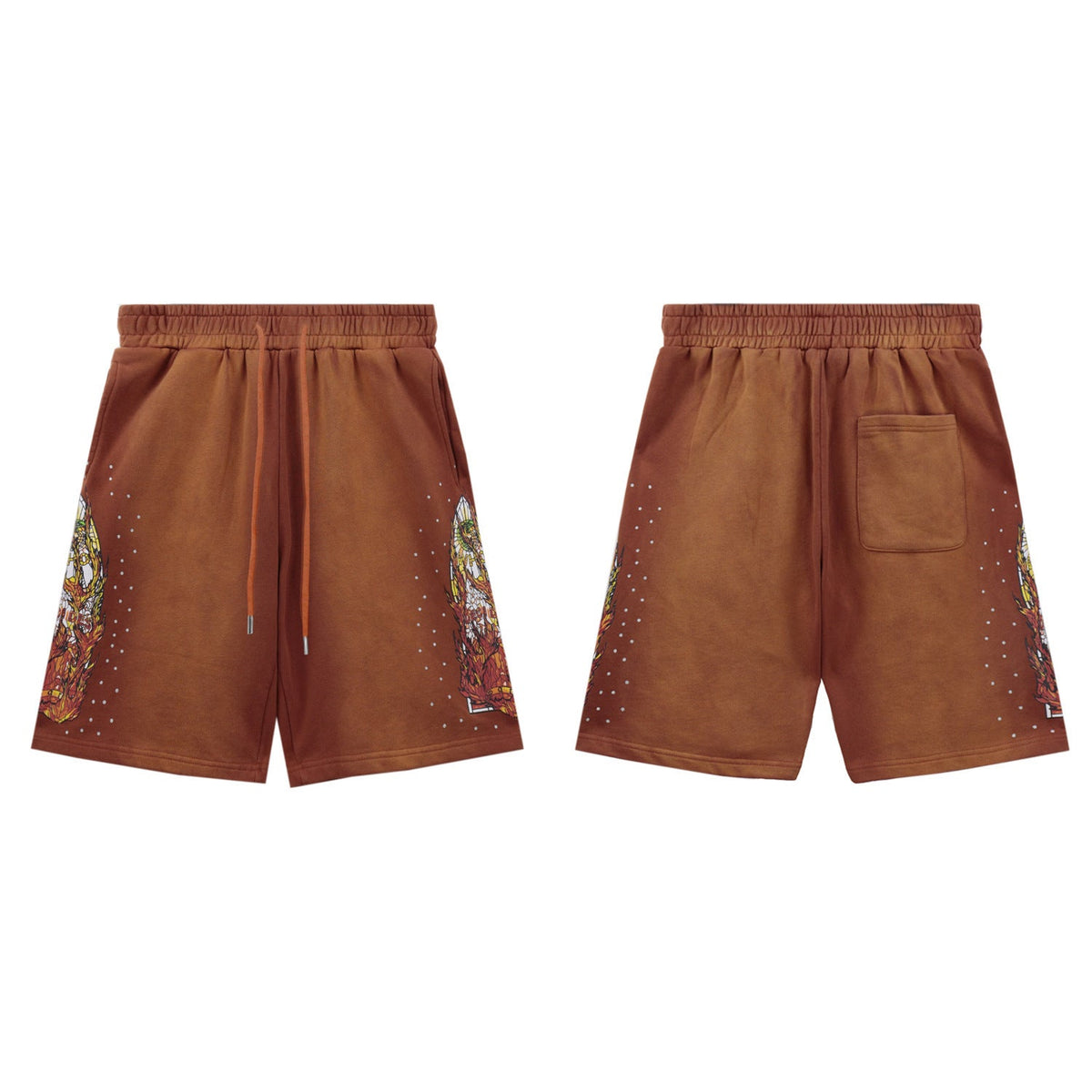 Who Decides War Flame Stained Glass Shorts - Brown/Copper Wash