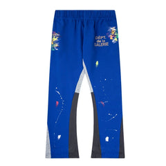Gallery Dept. "DEPT. de la GALERIE" Paint Splatter Contrast Panel Sweatpants - Royal Blue