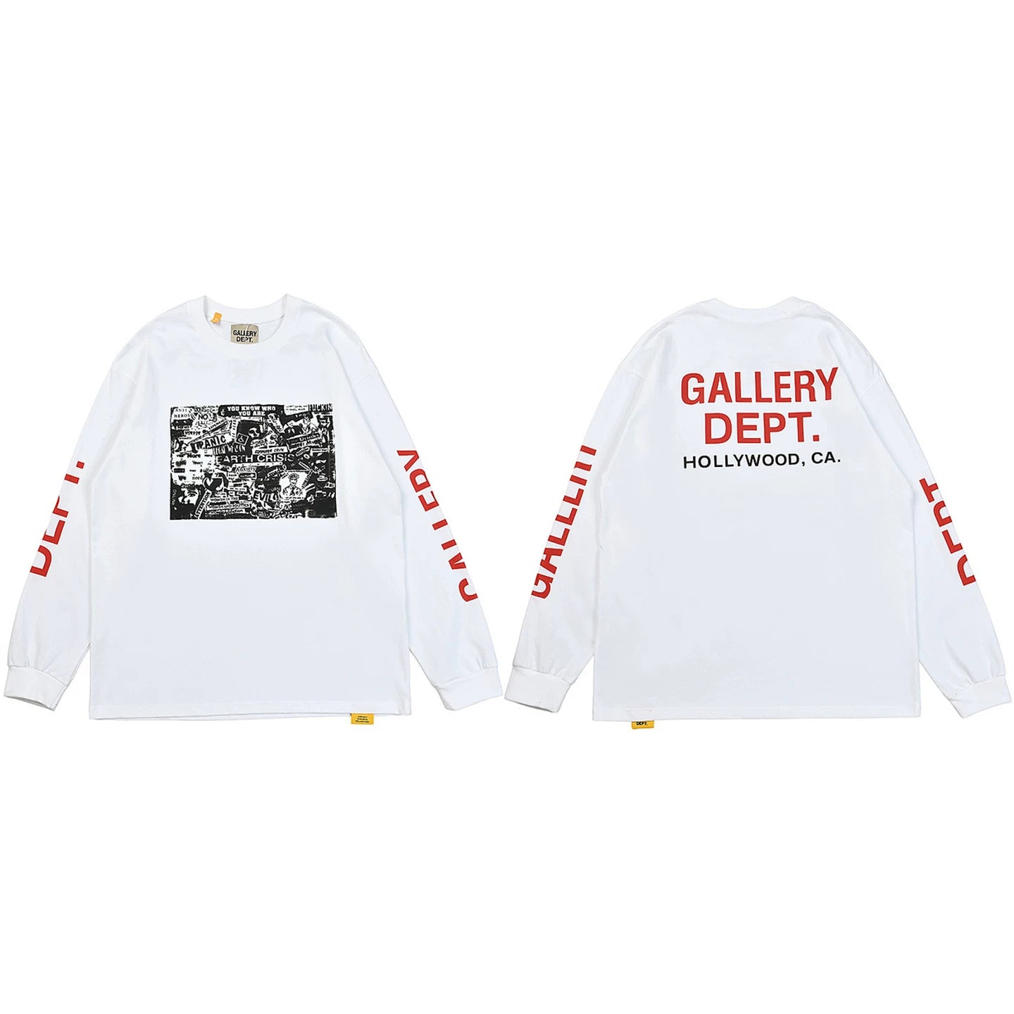 Gallery Dept. Photo Graphic & Red Logo Long Sleeve T-Shirt - White/Red