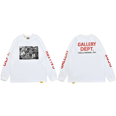 Gallery Dept. Photo Graphic & Red Logo Long Sleeve T-Shirt - White/Red