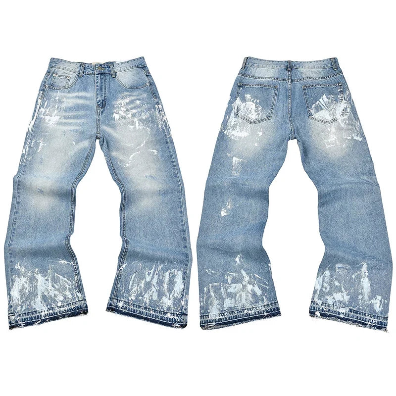 Gallery Dept. Heavy Brushstroke Paint Splatter Light Wash Denim Jeans