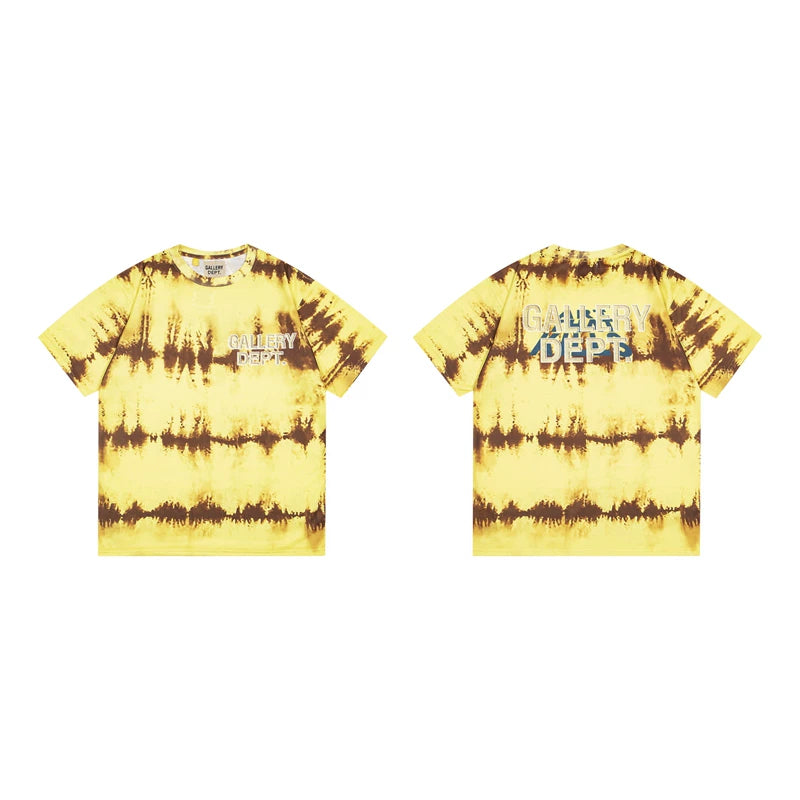 Gallery Dept. Stripe Tie-Dye Short Sleeve T-Shirt - Yellow/Brown