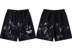 Gallery Dept. Heavy Paint Splatter & Logo French Terry Shorts - Black