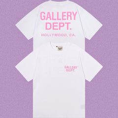 Gallery Dept. Hollywood Logo Short Sleeve T-Shirt - White/Pink