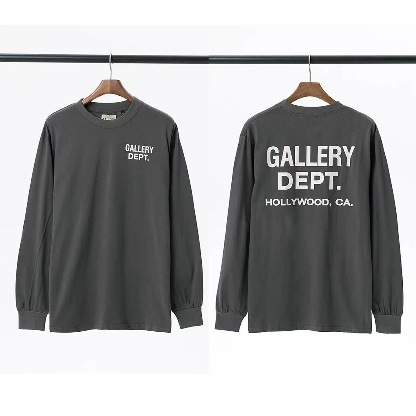 Gallery Dept. Hollywood Logo Long Sleeve T-Shirt - Charcoal Grey