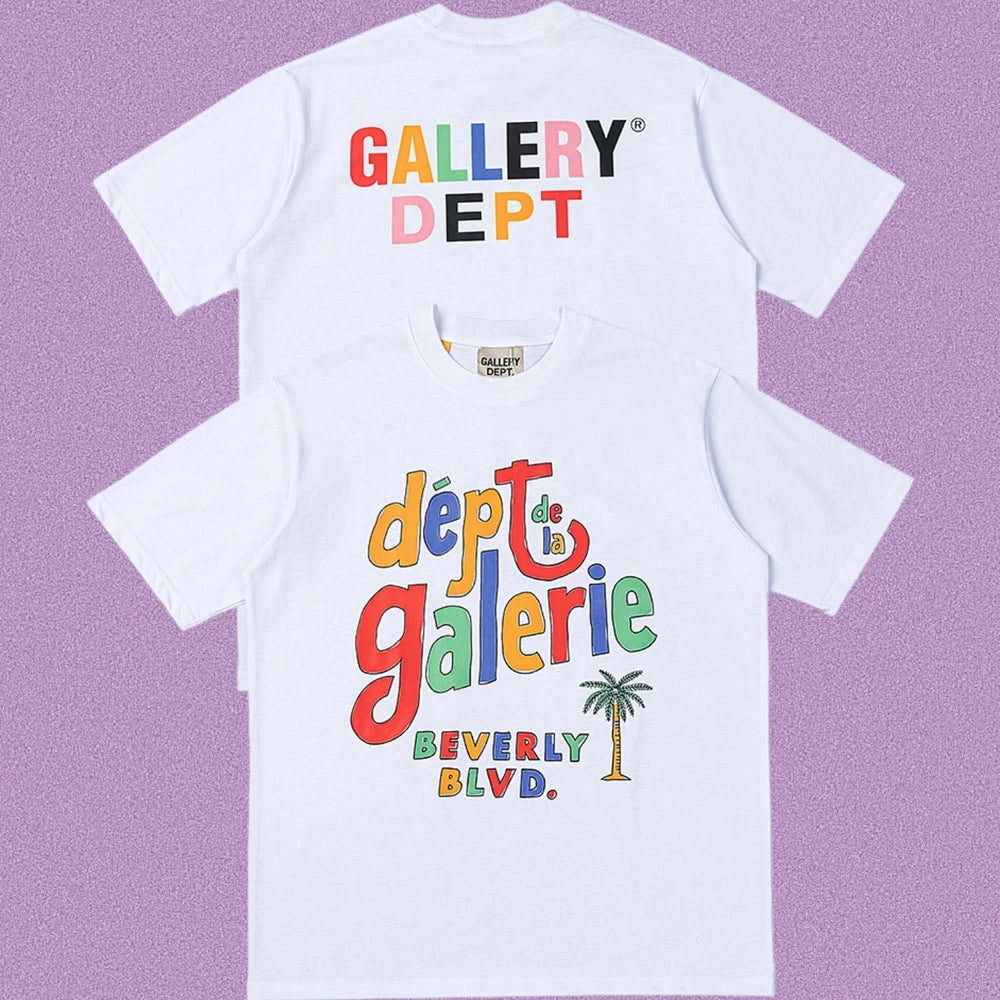 Gallery Dept. Beverly Blvd Multi-Color Hand-Lettered Short Sleeve T-Shirt - White