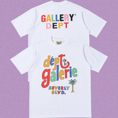 Gallery Dept. Beverly Blvd Multi-Color Hand-Lettered Short Sleeve T-Shirt - White