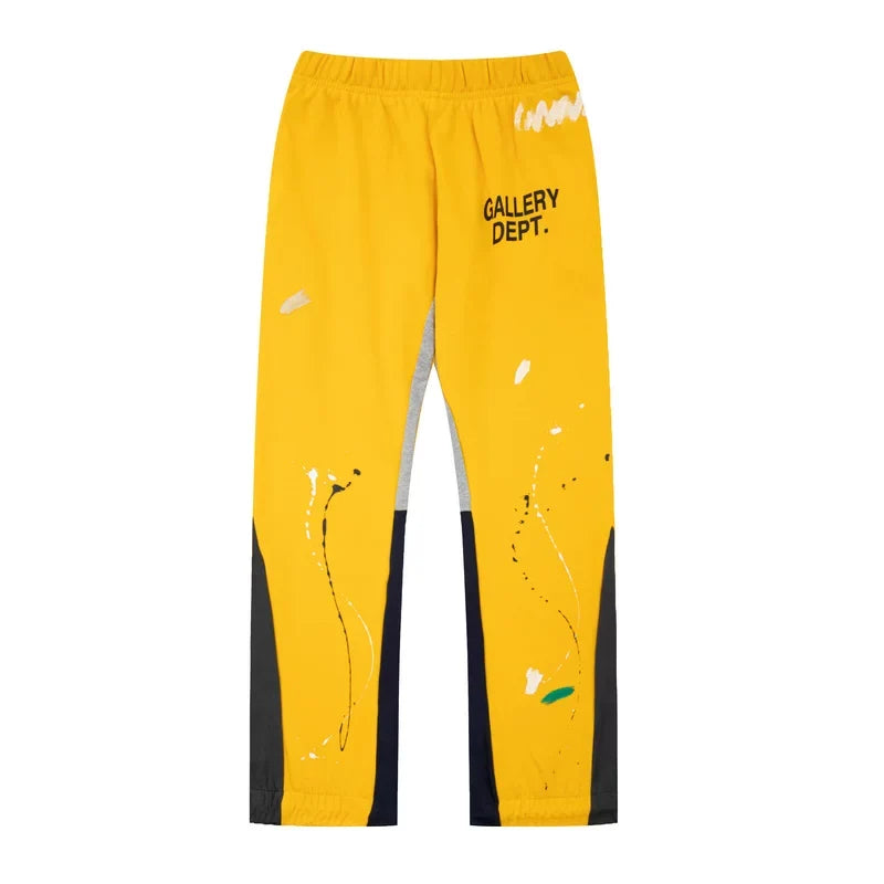 Gallery Dept. Paint Splatter Contrast Panel Sweatpants - Yellow