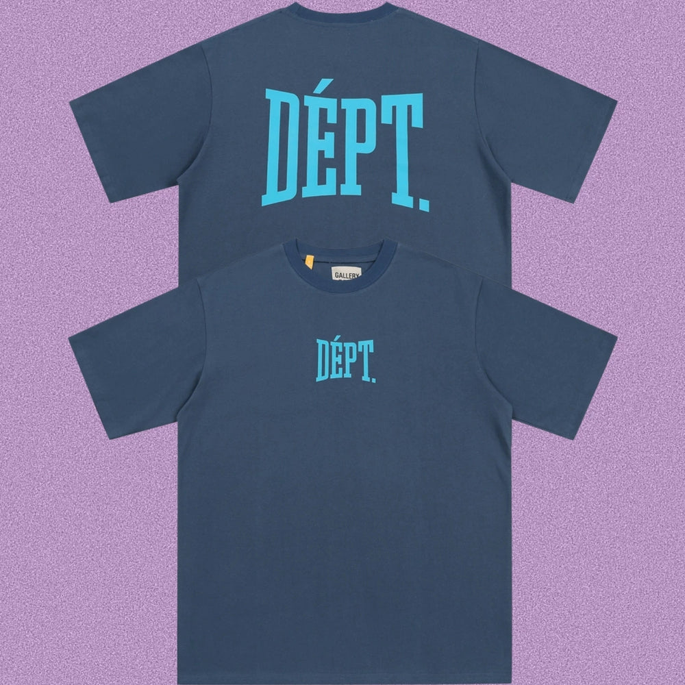 Gallery Dept. Arch Logo Short Sleeve T-Shirt - Blue-Grey/Cyan