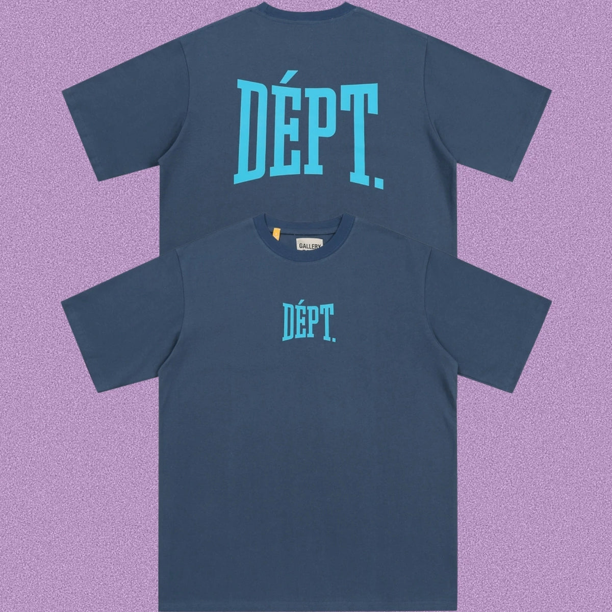 Gallery Dept. Arch Logo Short Sleeve T-Shirt - Blue-Grey/Cyan