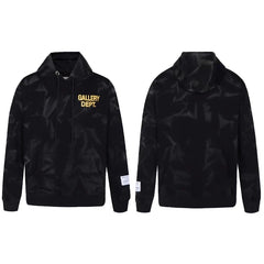 Gallery Dept Black Marble Tie‑Dye Gold Logo Pullover Hoodie