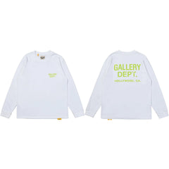 Gallery Dept. Hollywood Logo Long Sleeve T-Shirt - White/Neon Yellow
