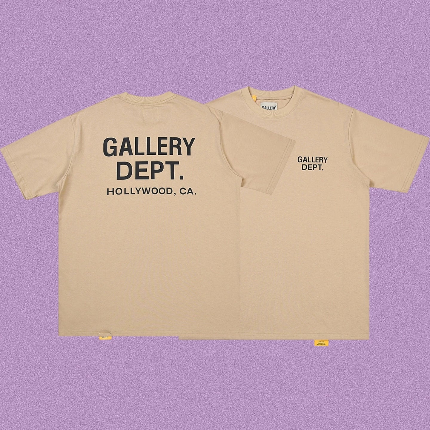 Gallery Dept. Hollywood Logo Short Sleeve T-Shirt - Khaki/Black
